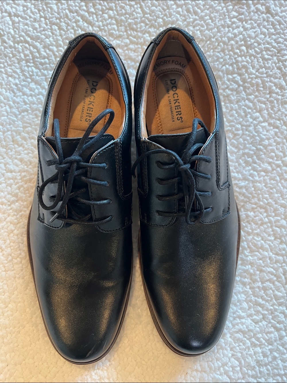 Dockers Black Leather Lace-Up Oxford Dress Shoes